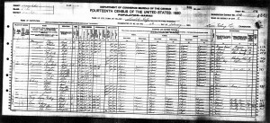 1920 Census showing Ching Family